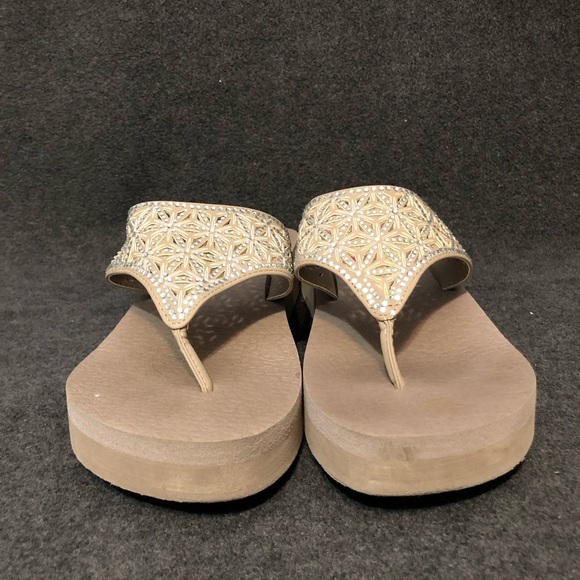 Skechers Shoes Women’s Taupe Cali Vinyasa-Glass Star Platform Flip Flops Size 9 - Picture 3 of 9
